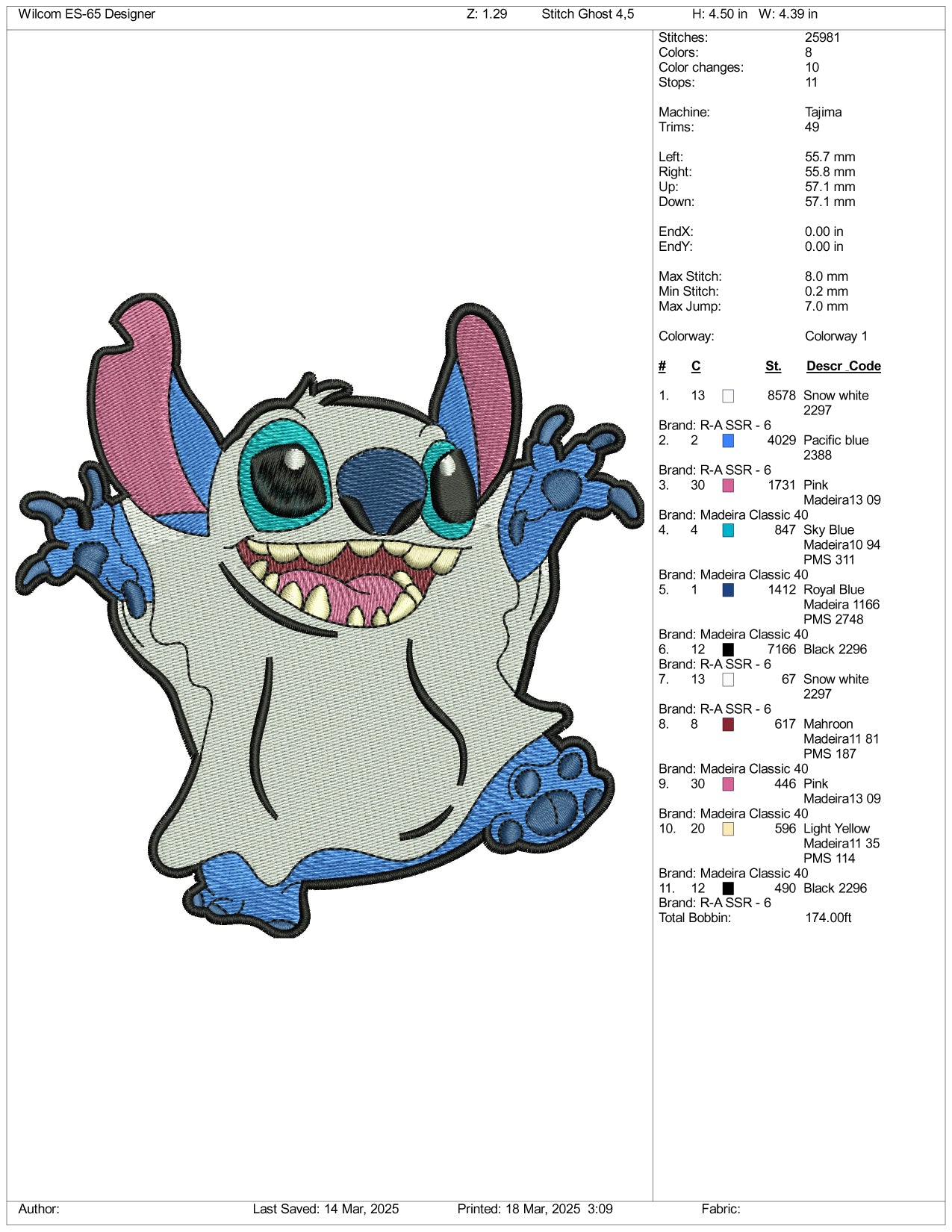 Stitch Ghost v5 Embroidery Files - 3 Size's