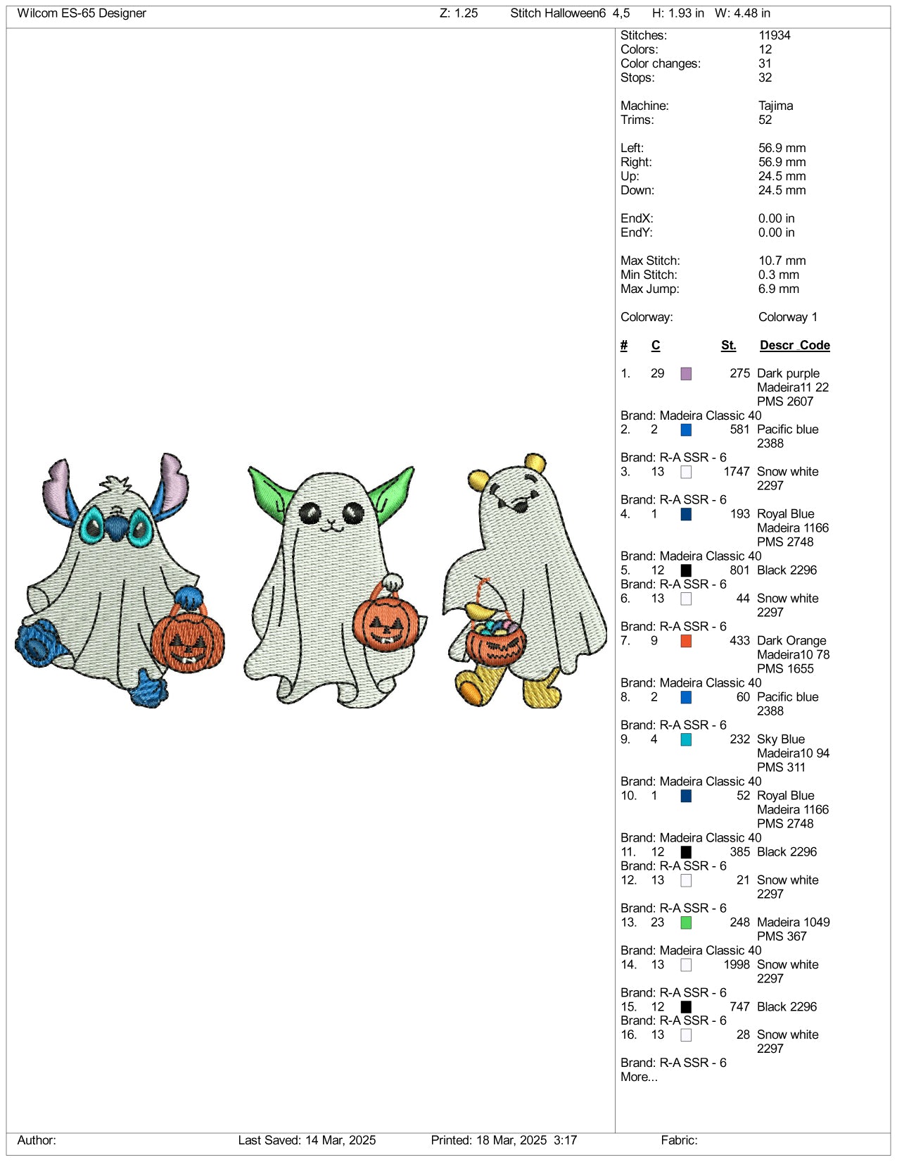 Stitch Yoda & Pooh Ghost Embroidery Files - 3 Size's