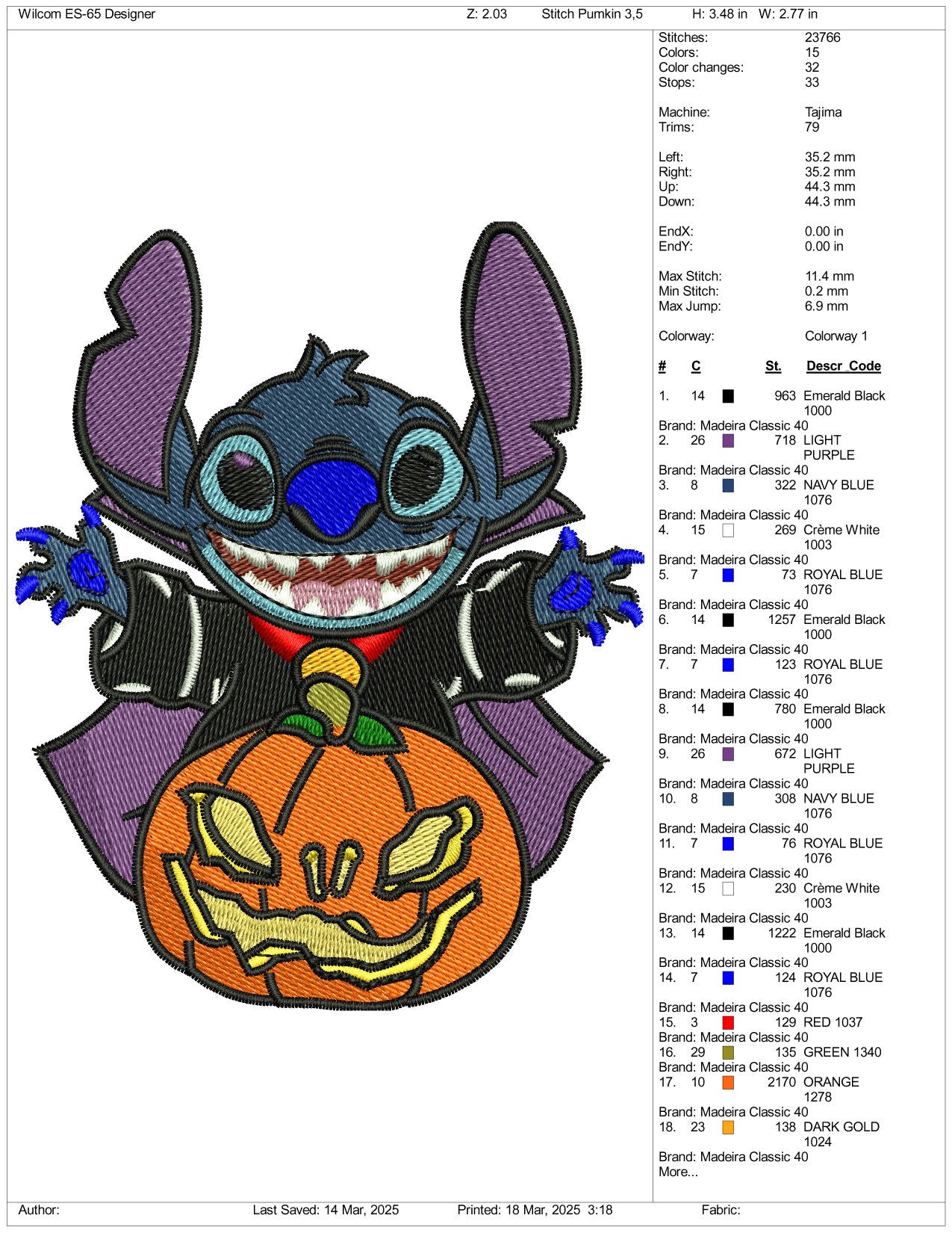 Stitch In The Pumpkin v2 Embroidery Files - 3 Size's