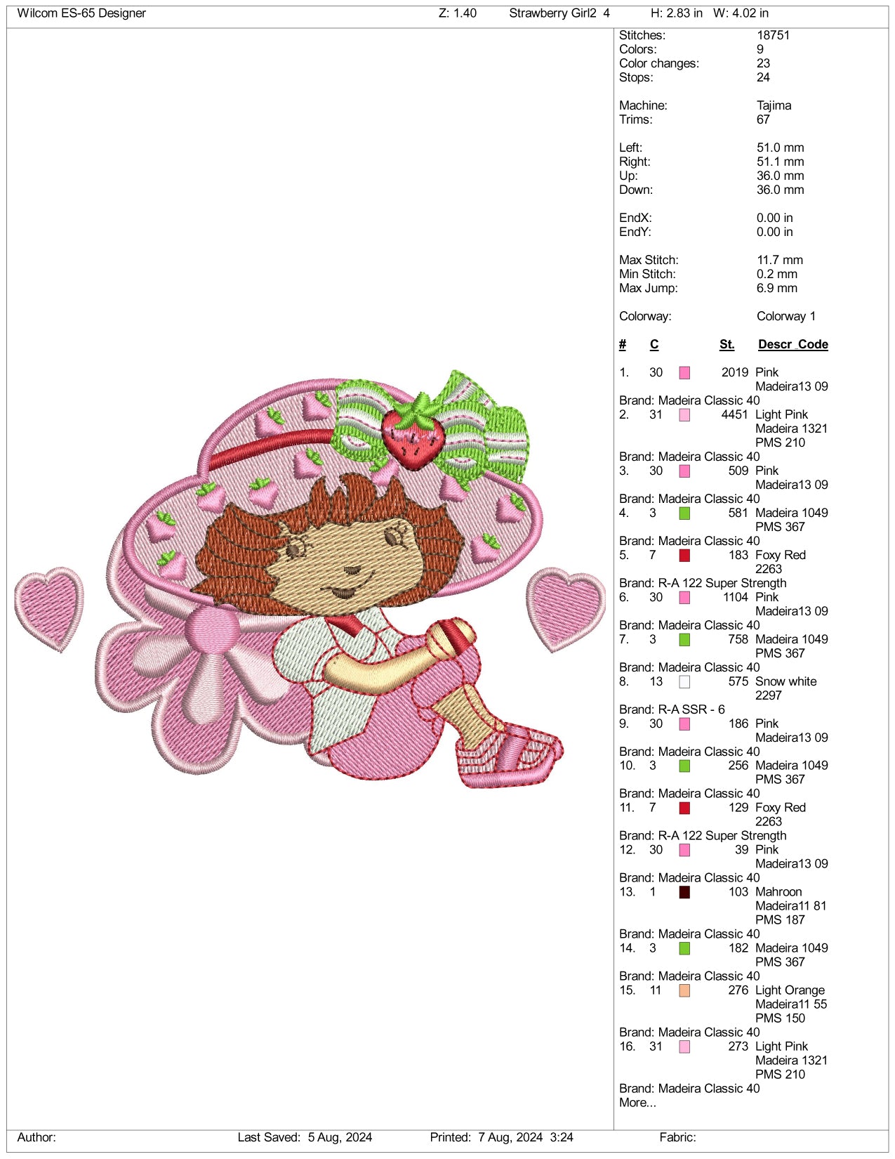 Strawberry Shortcake v3 Embroidery Files - 3 Size's