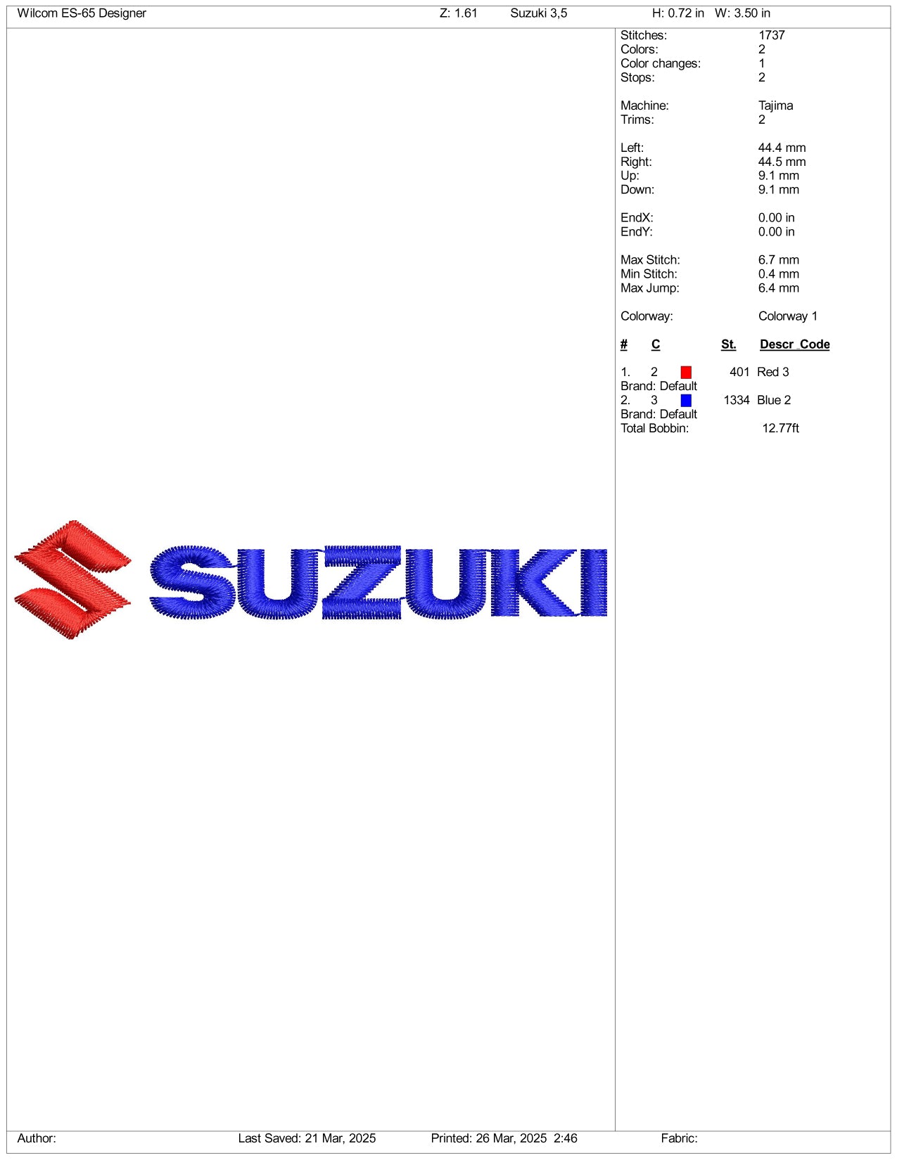 Archivos de diseño de bordado del logotipo de Suzuki (3 tamaños)