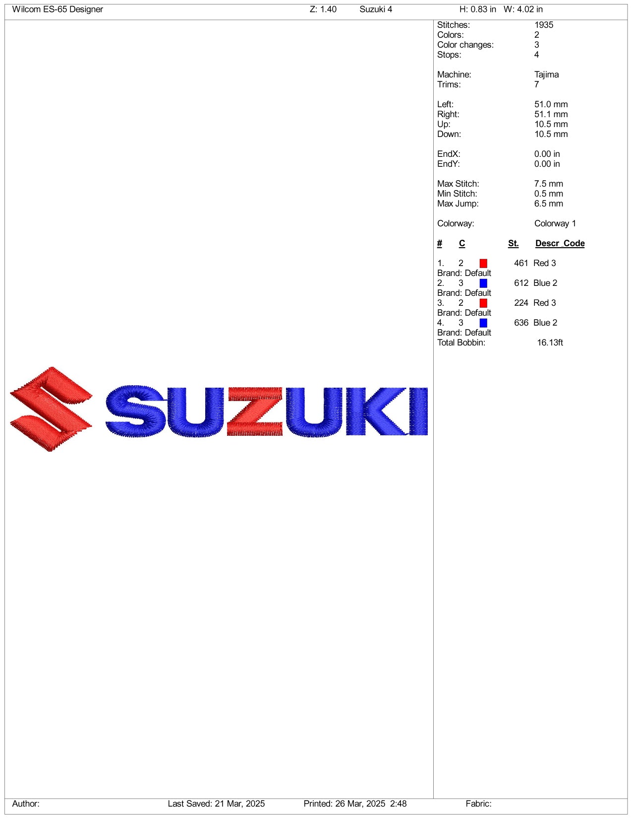 Archivos de diseño de bordado del logotipo de Suzuki (3 tamaños)