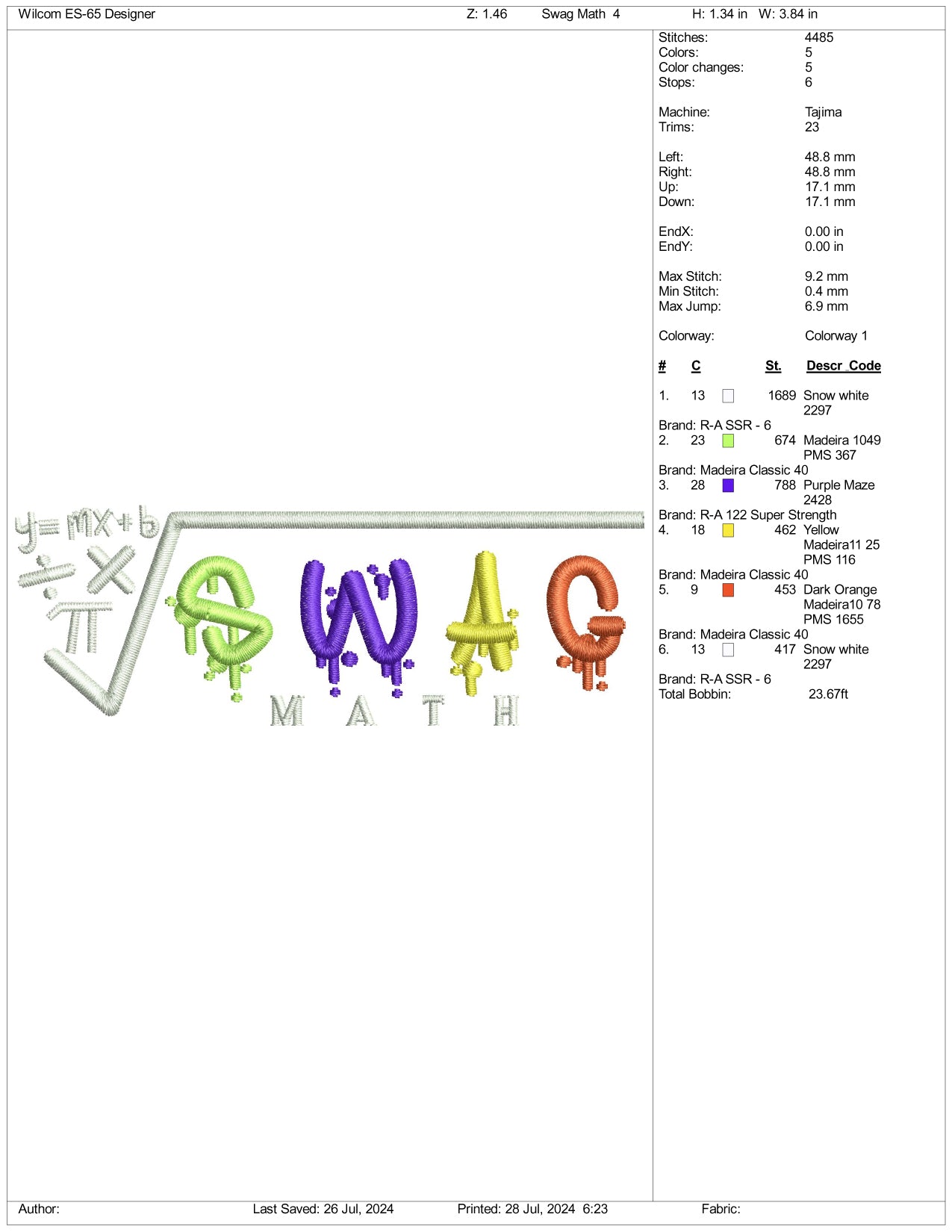 Archivos de bordado Swag Math - 3 tamaños