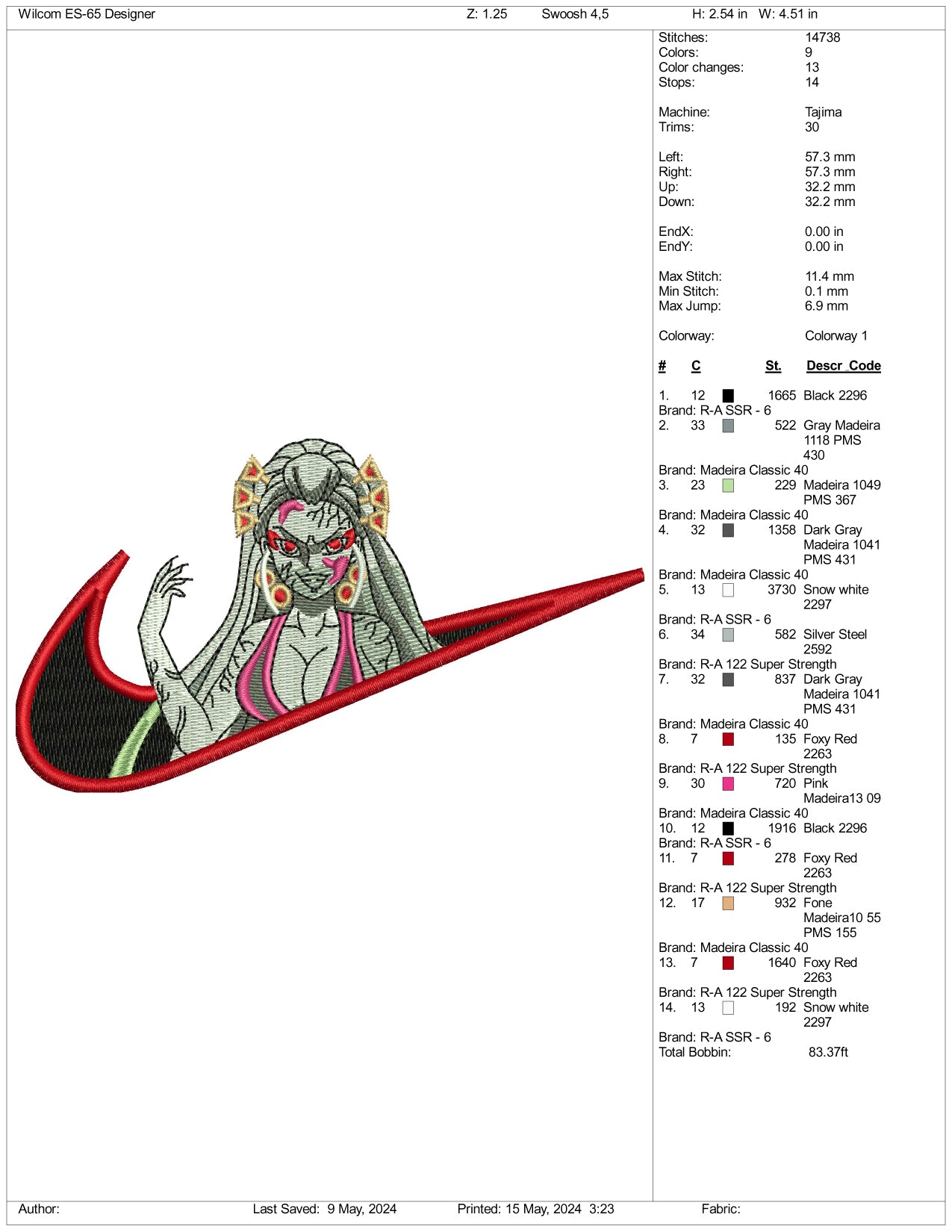 Archivos de diseño de bordado Daki Swoosh - 3 tamaños
