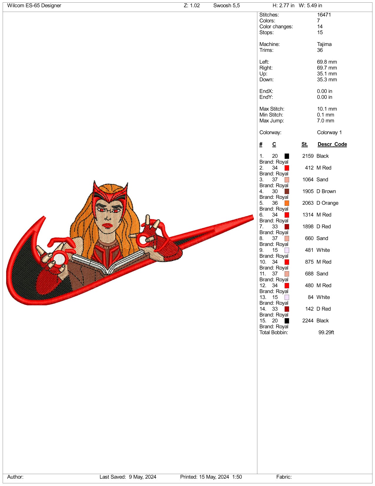 Archivos de diseño de bordado de Wanda Swoosh - 3 tamaños