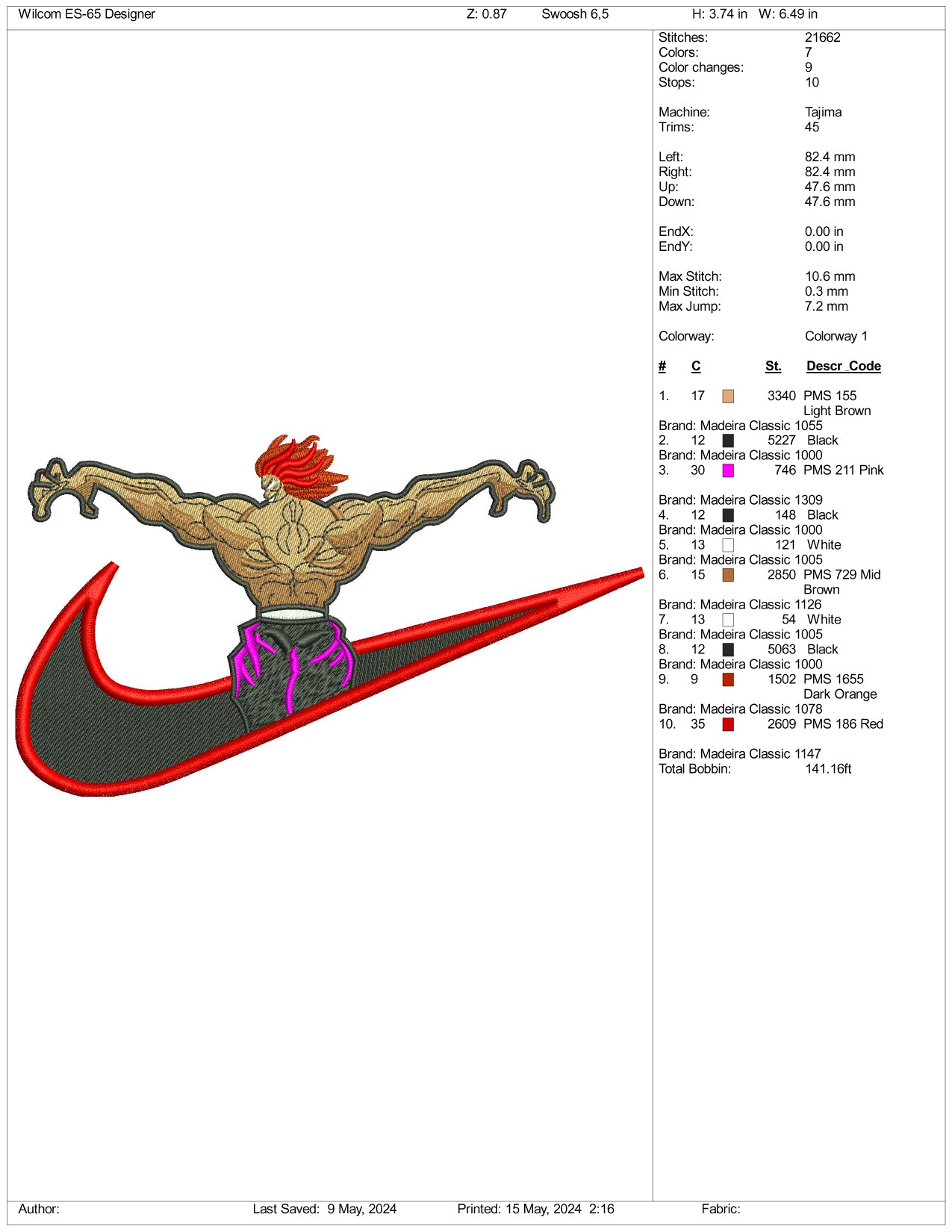 Archivos de diseño de bordado del logo de Hanma Yujiro (3 tamaños)
