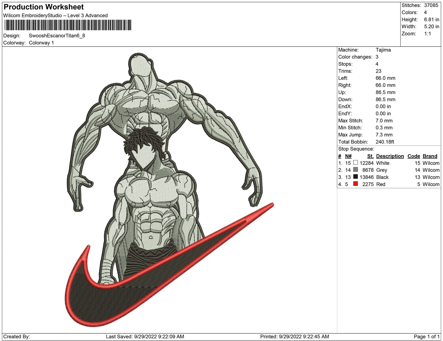 Baki Hanma Swoosh v7 Embroidery Design Files - 4 Size's