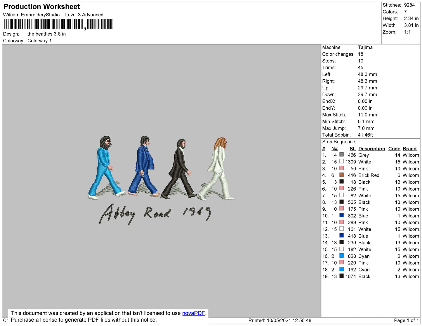 Abbey Road Embroidery Design Files - 3 Size's