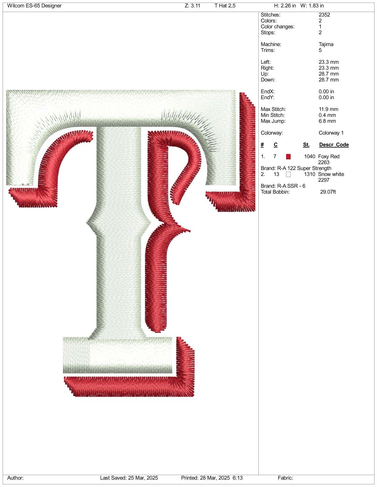 Texan Baseball Embroidery Design Files - 3 Size's