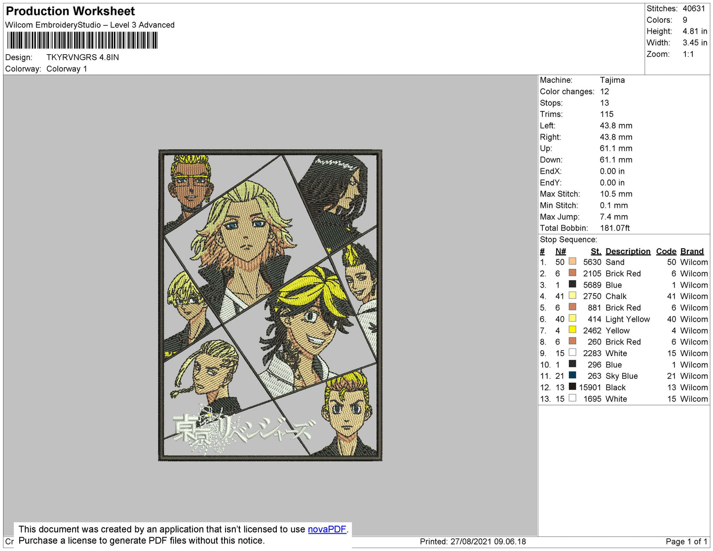 Tokyo Revengers All Embroidery Design Files - 4 Size's