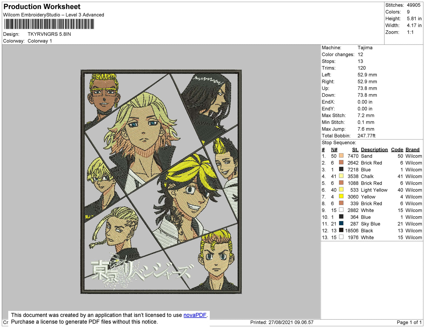 Tokyo Revengers All Embroidery Design Files - 4 Size's