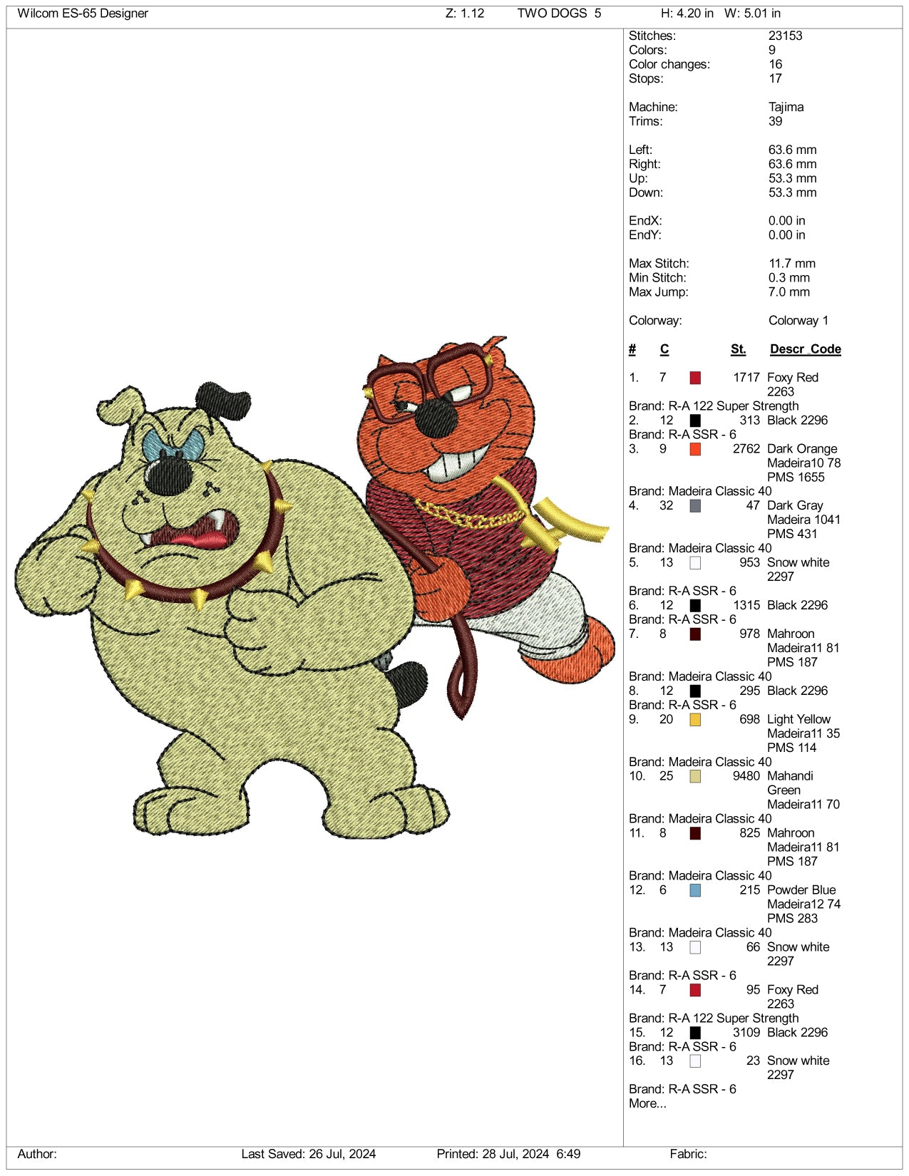 Heathcliff Embroidery Files - 3 Size's