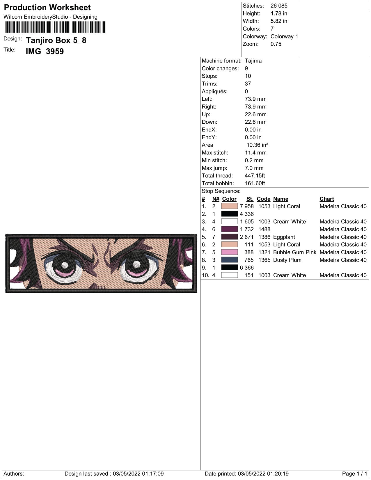 Tanjiro Kamado Eyes Embroidery Design Files - 3 Size's