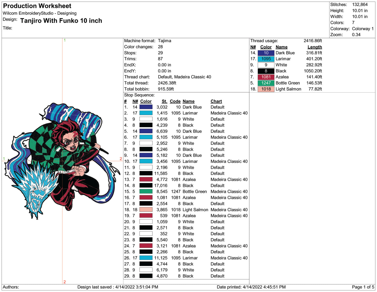 Tanjiro With Funko Embroidery Design Files - 6 Size's