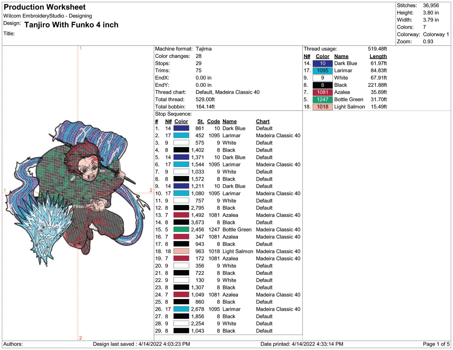 Tanjiro With Funko Embroidery Design Files - 6 Size's