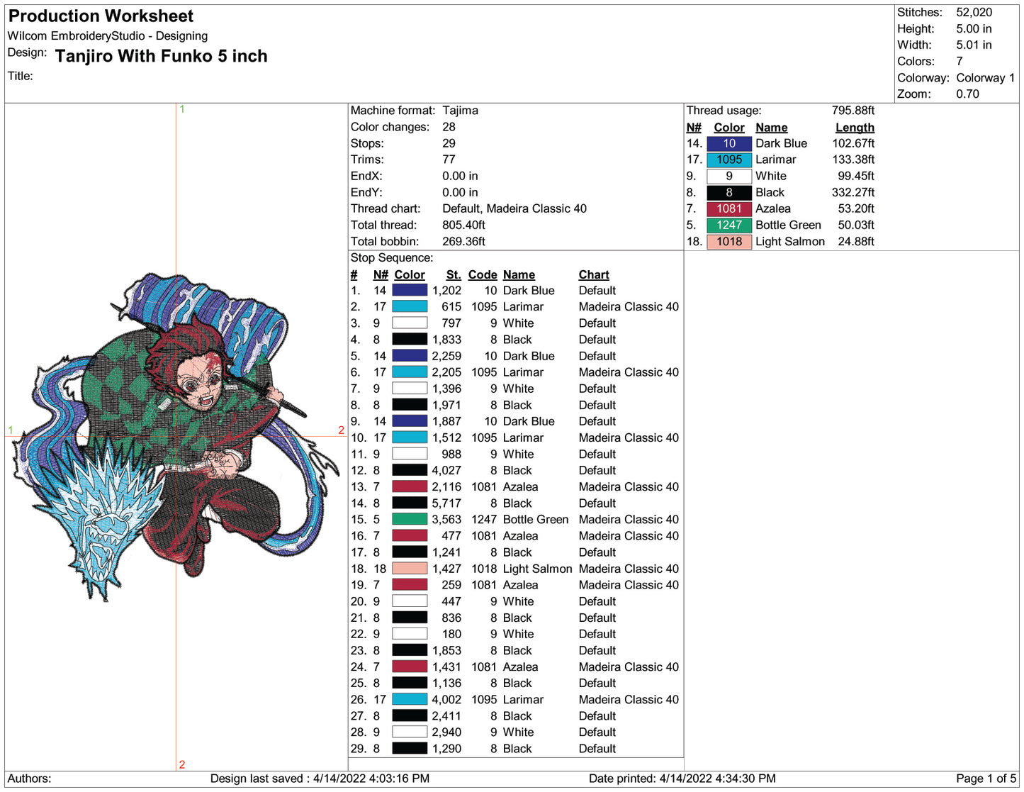 Tanjiro With Funko Embroidery Design Files - 6 Size's