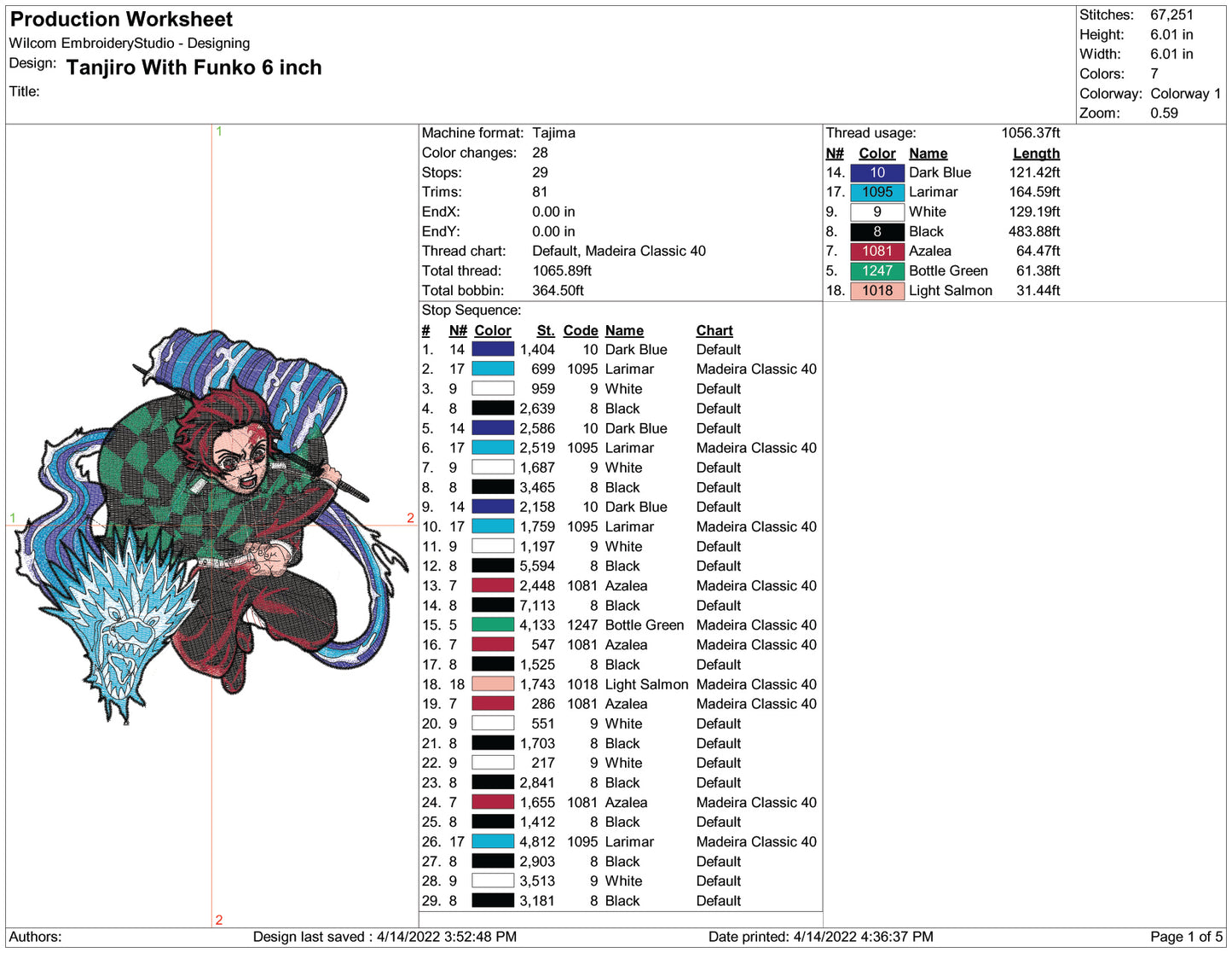 Tanjiro With Funko Embroidery Design Files - 6 Size's