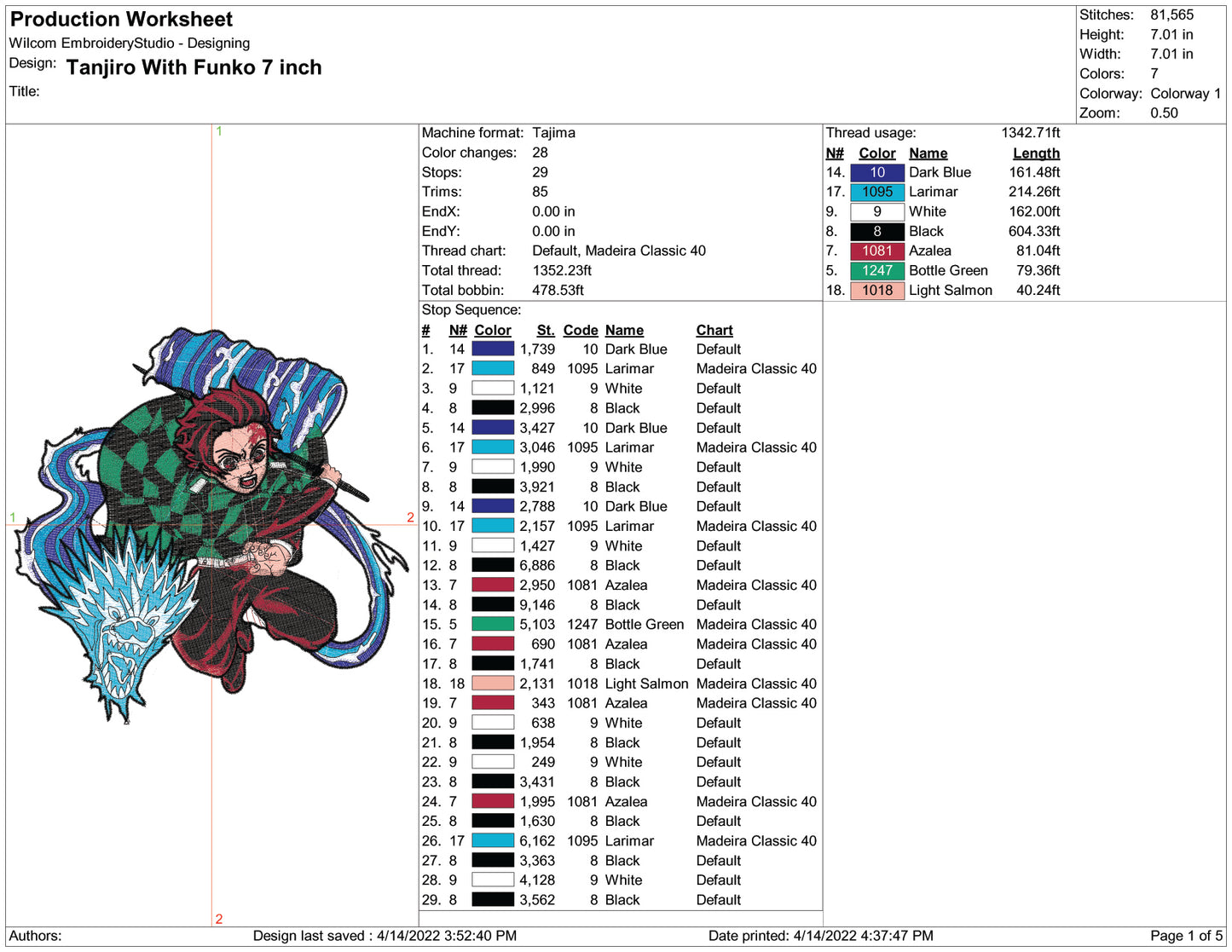 Tanjiro With Funko Embroidery Design Files - 6 Size's