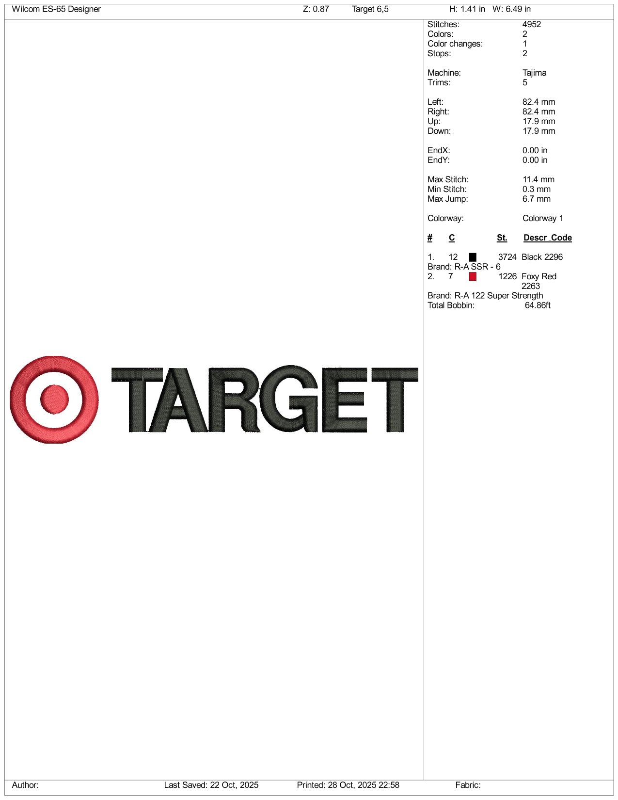 Target Logo Embroidery Design Files - 4 Size's