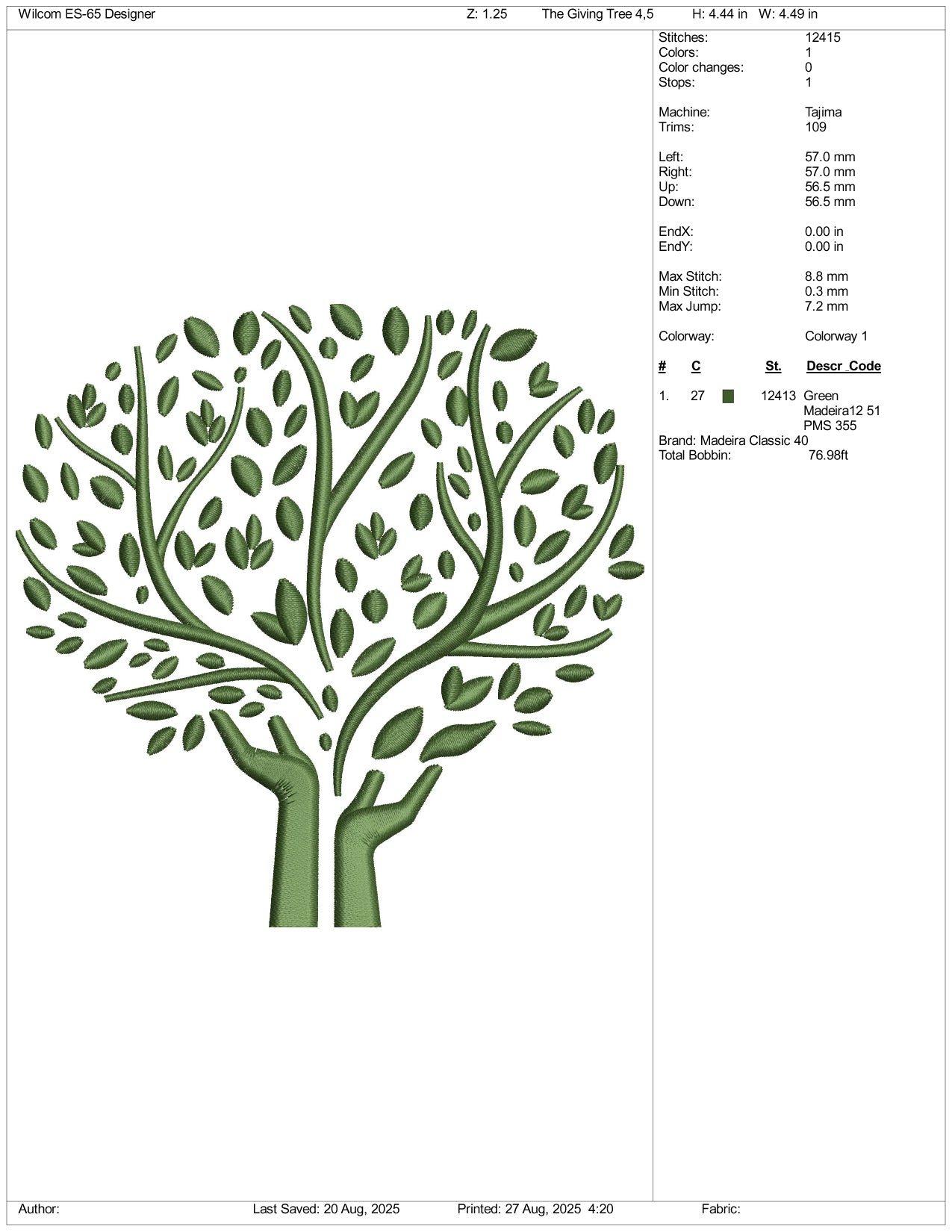 Tree v11 Embroidery Design Files - 3 Size's