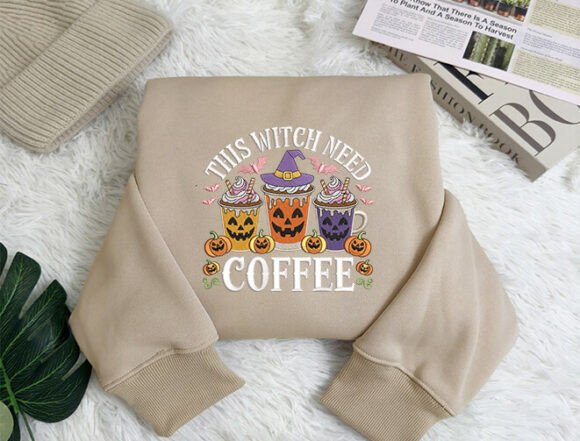 Spooky Coffee Embroidery Design Files - 5 Size's