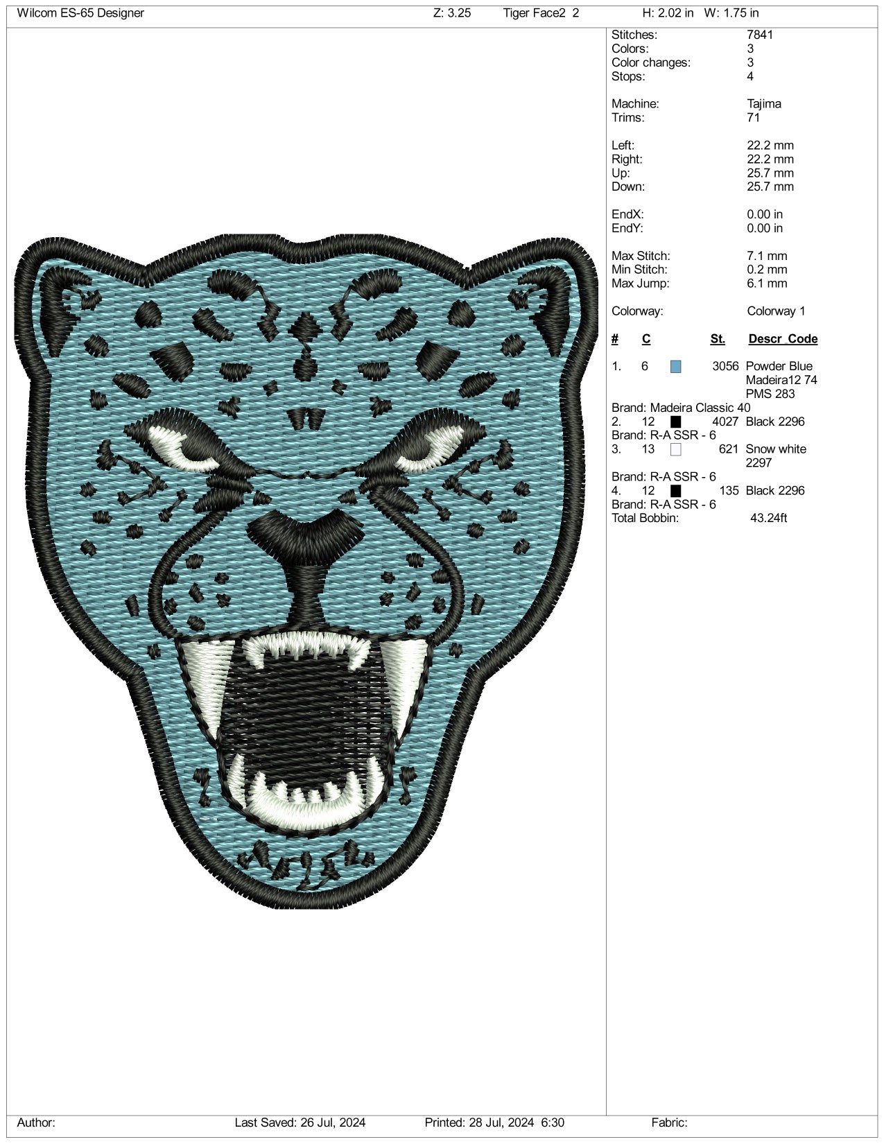 Archivos de bordado de cara de leopardo - 3 tamaños