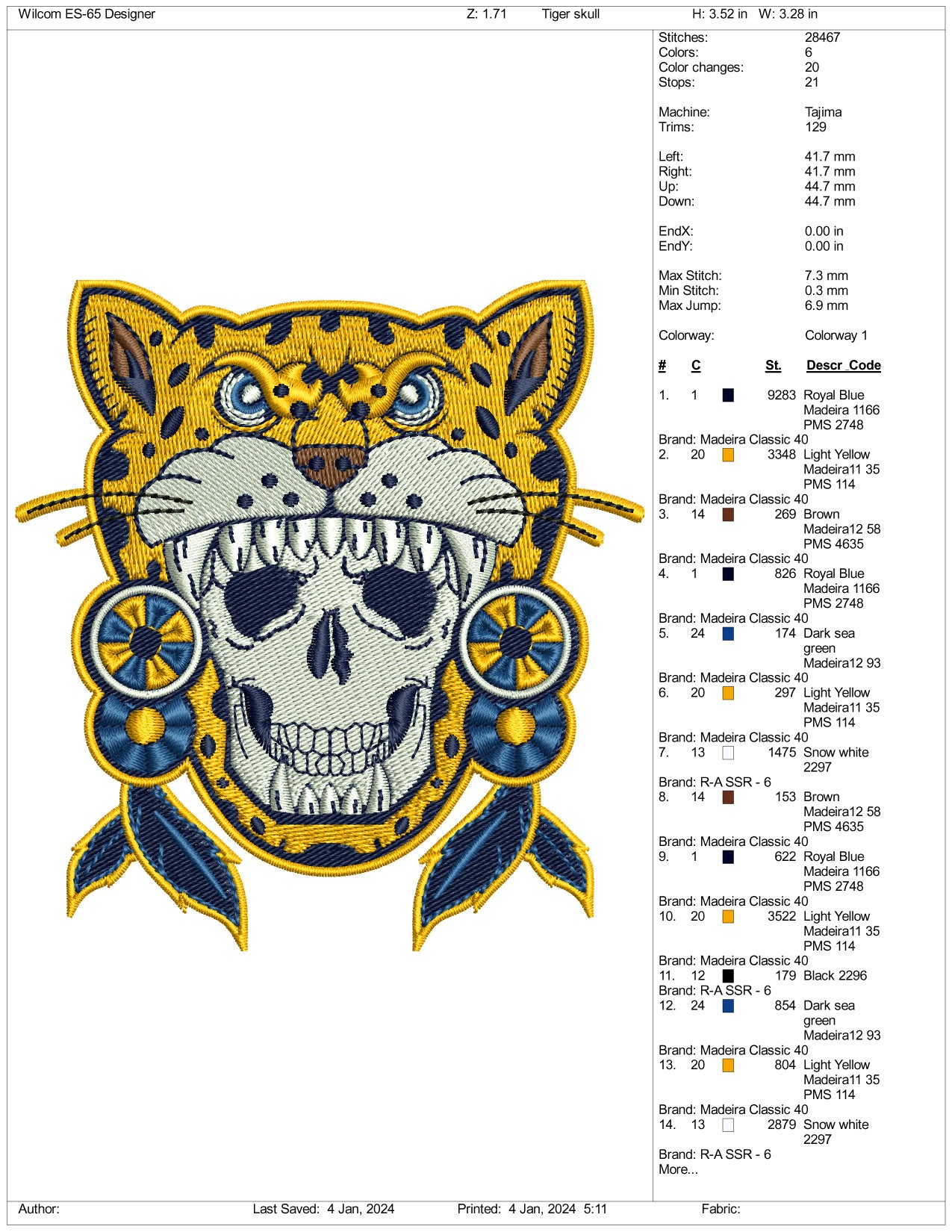 Skull Inside Lion Embroidery Design Files - 3 Size's
