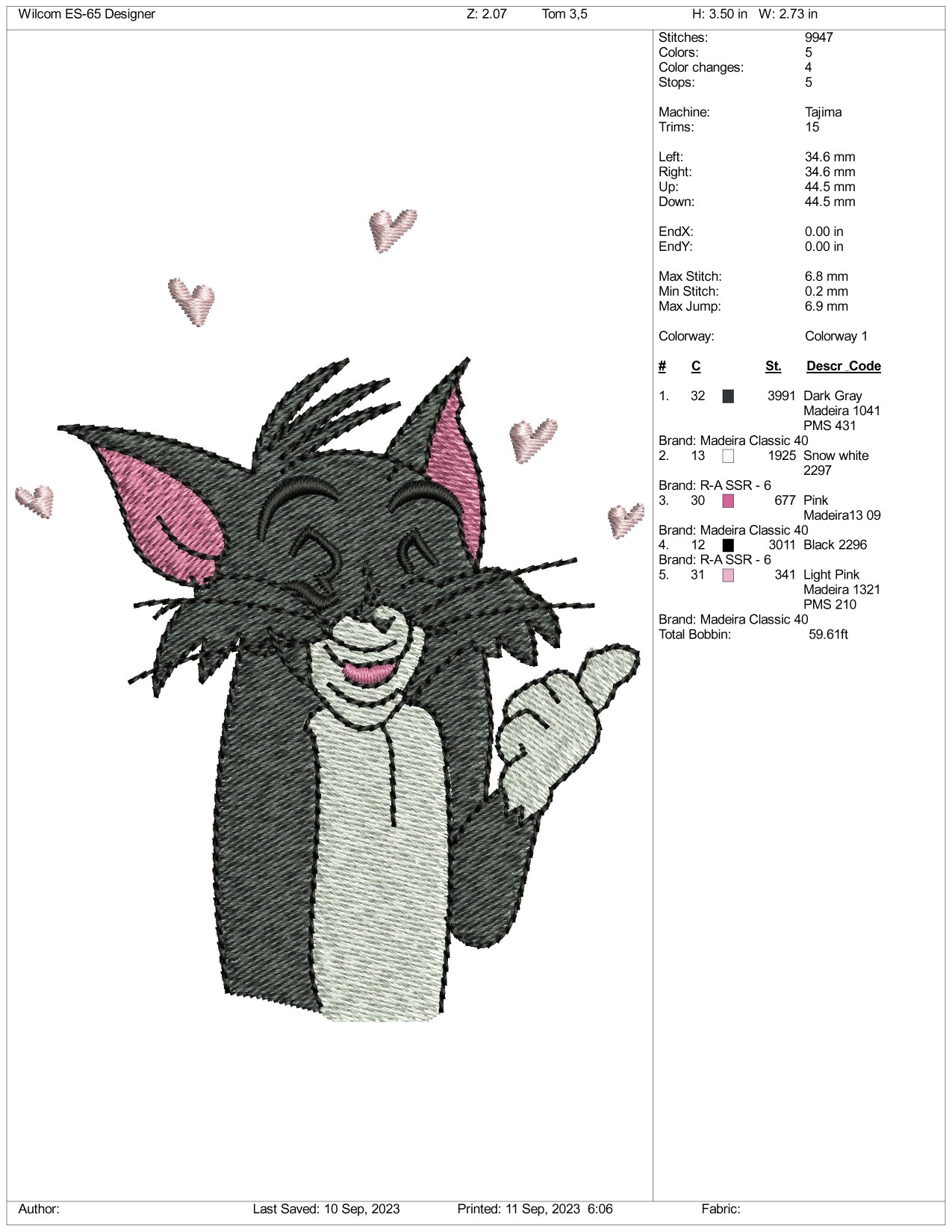 Archivos de diseño de bordado de Happy Tom - 3 tamaños