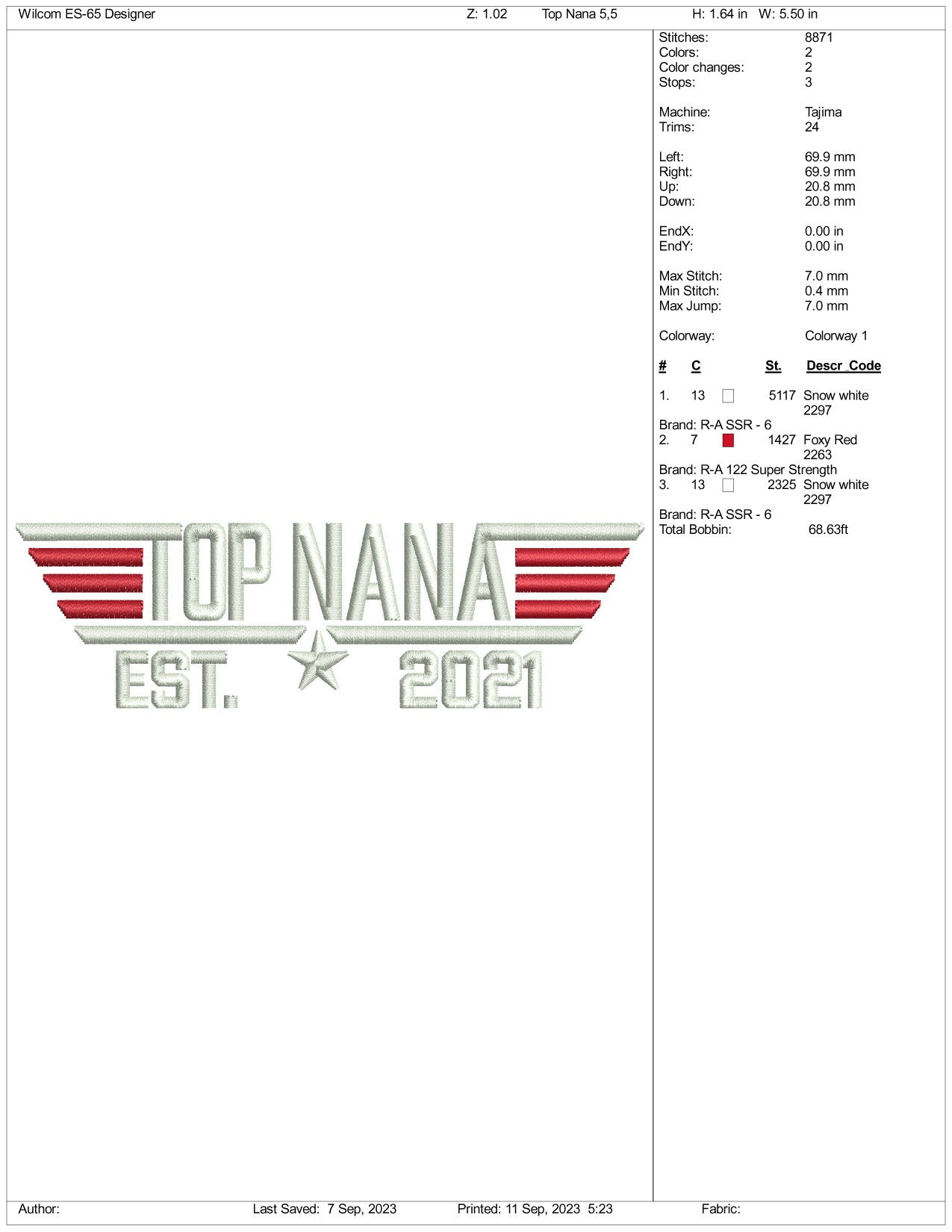 Los mejores archivos de diseño de bordado de Nana: 3 tamaños