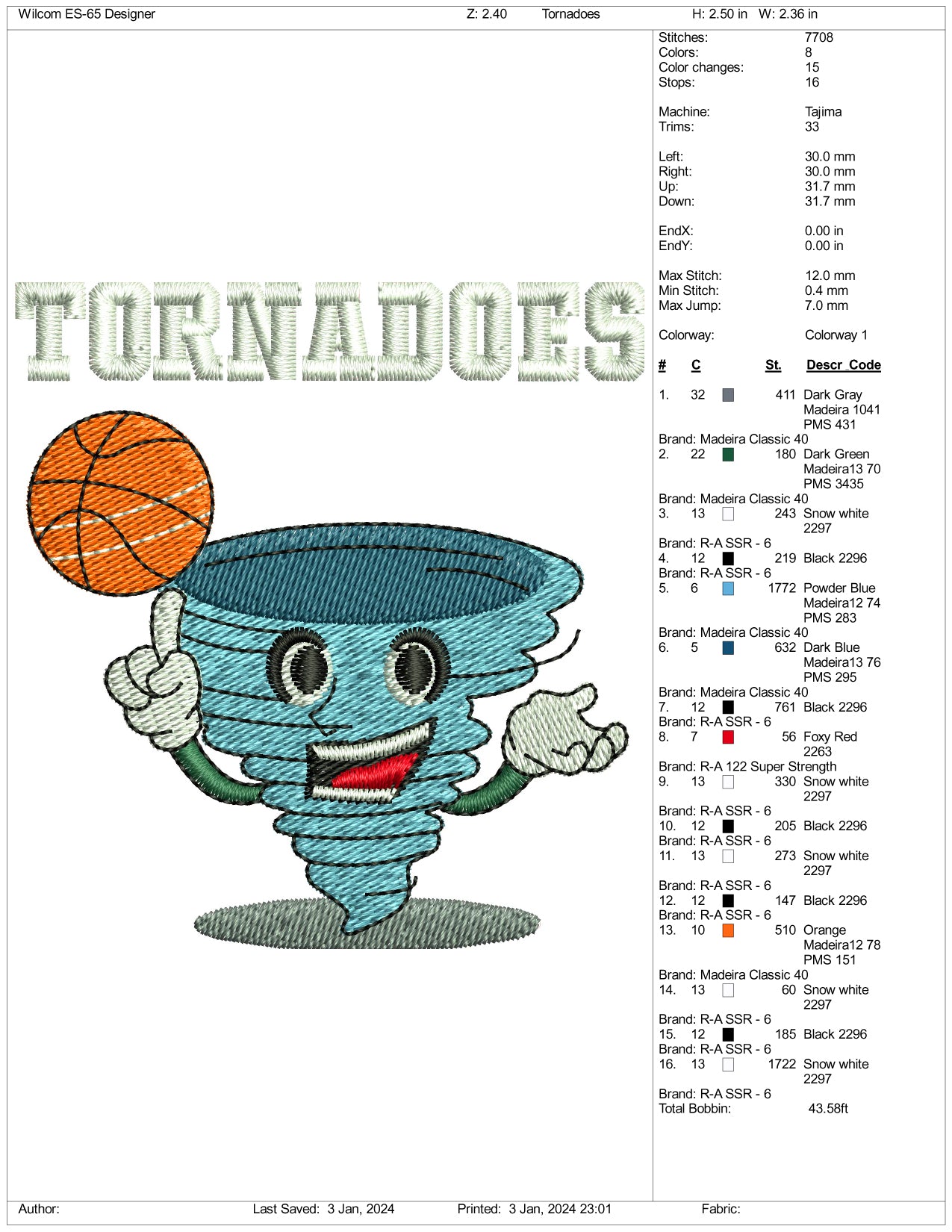 Archivos de diseño de bordado de tornados: 3 tamaños
