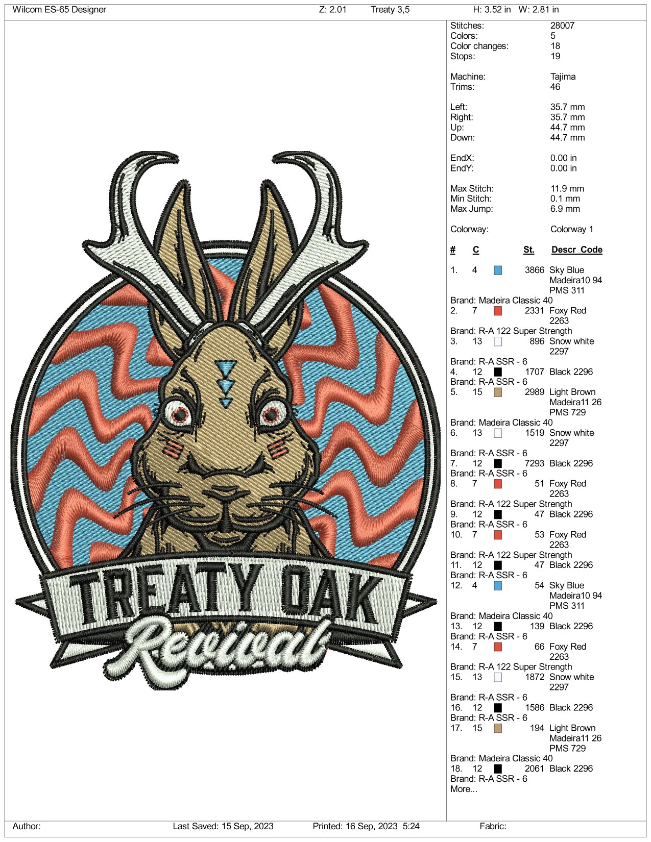 Treaty Oak Embroidery Design Files - 3 Size's
