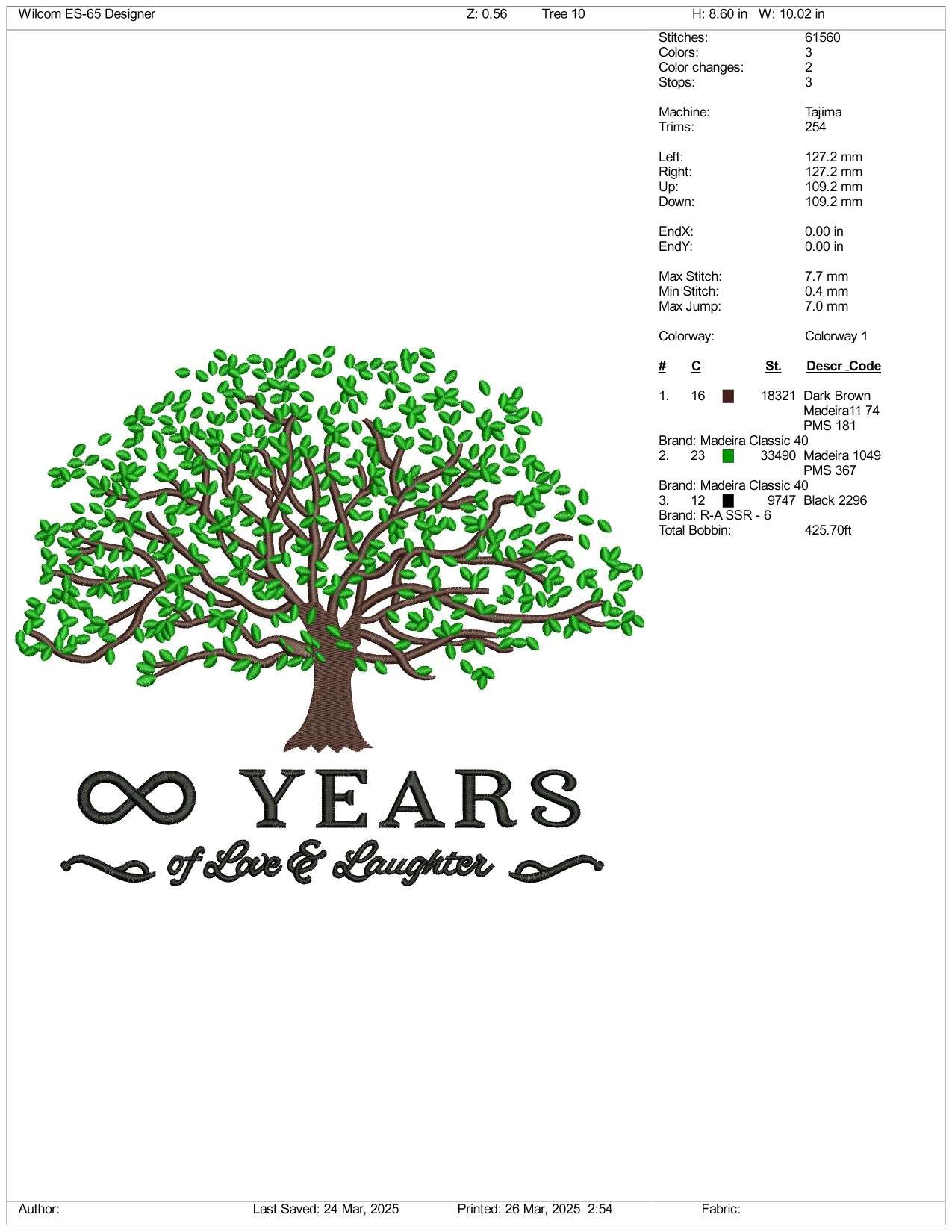 Infinity Years Three Embroidery Design Files - 3 Size's