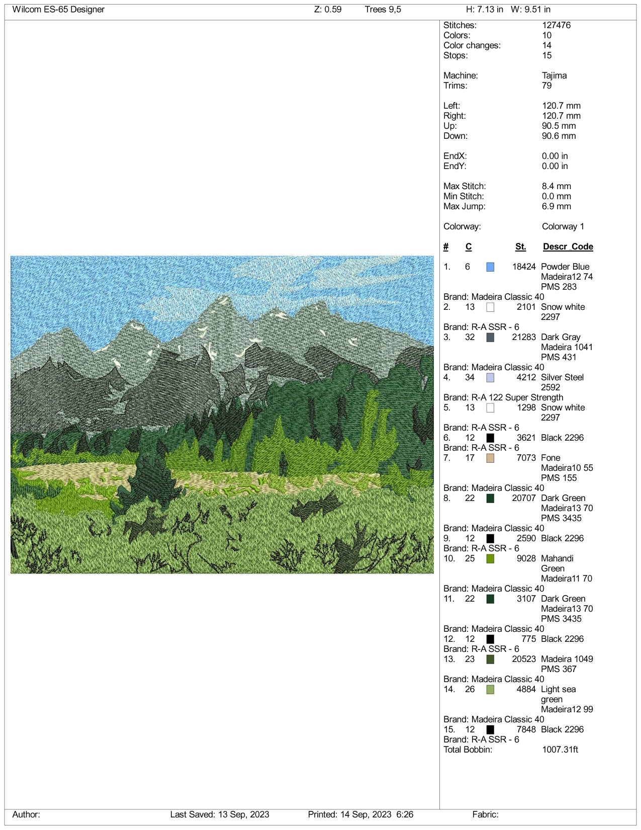 Archivos de diseño de bordado de vista de montaña - 3 tamaños