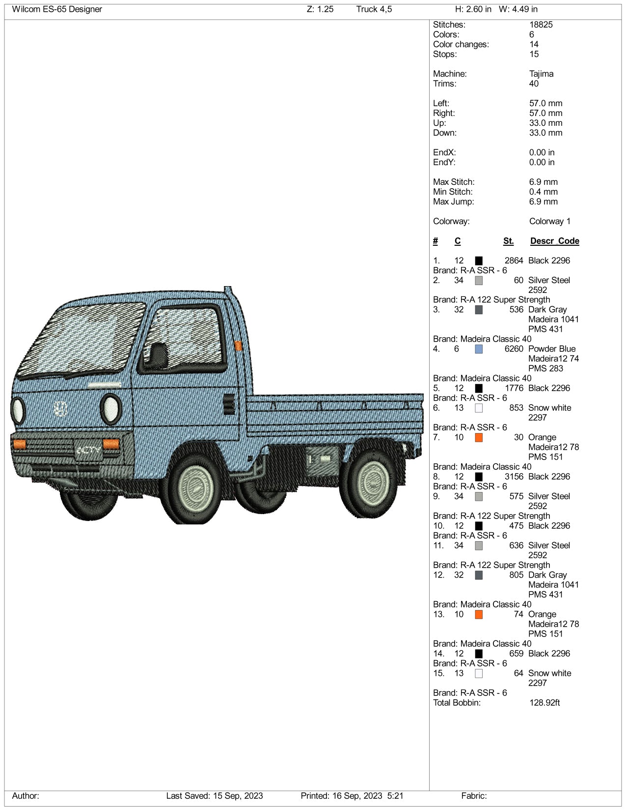 Archivos de diseño de bordado de Honda Acty (3 tamaños)