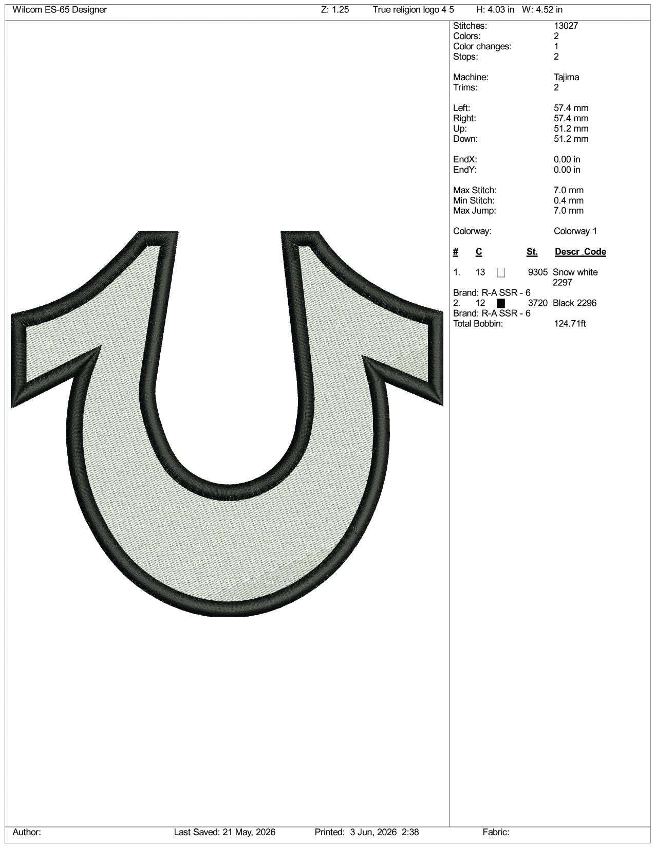 True Religion Logo Embroidery Design Files - 3 Size's