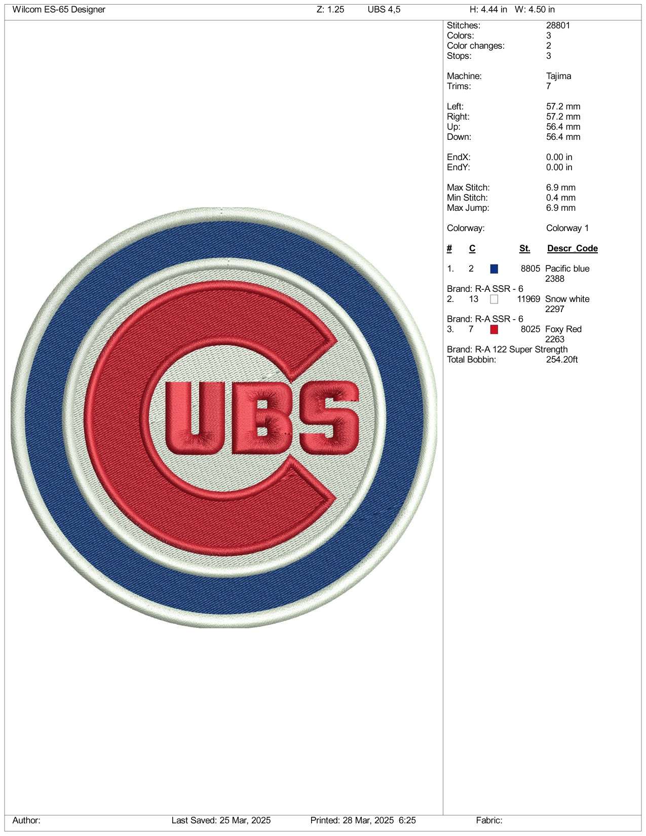 UBS Embroidery Design Files - 3 Size's