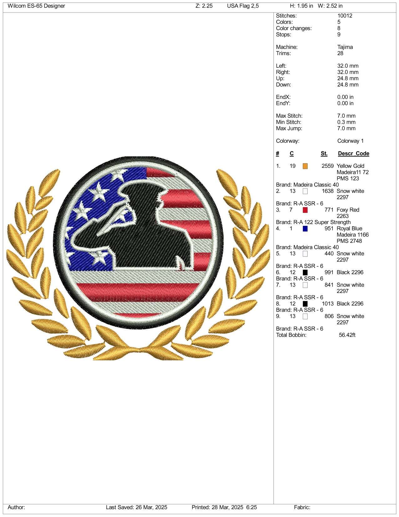 Memorial Day Salute Archives Embroidery Design Files - 3 Size's