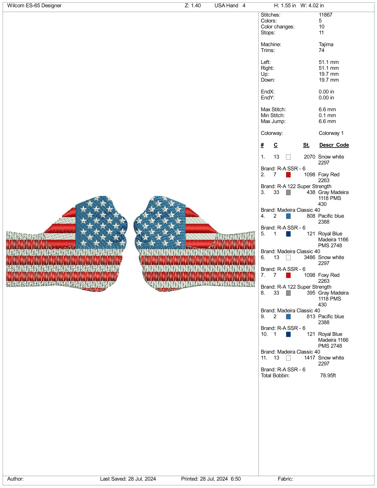 Archivos de bordado de Estados Unidos Punch USA - 3 tamaños