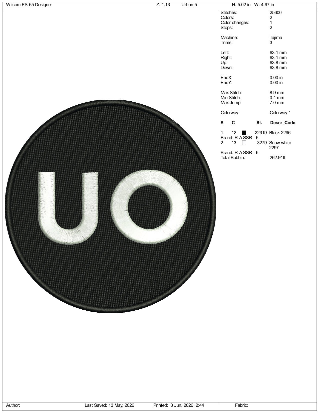 Urban Outfitters Logo Embroidery Design Files - 3 Size's