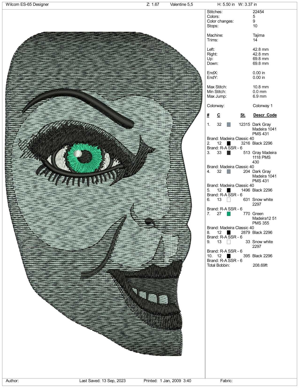Bride Of Chucky Embroidery Design Files - 3 Size's