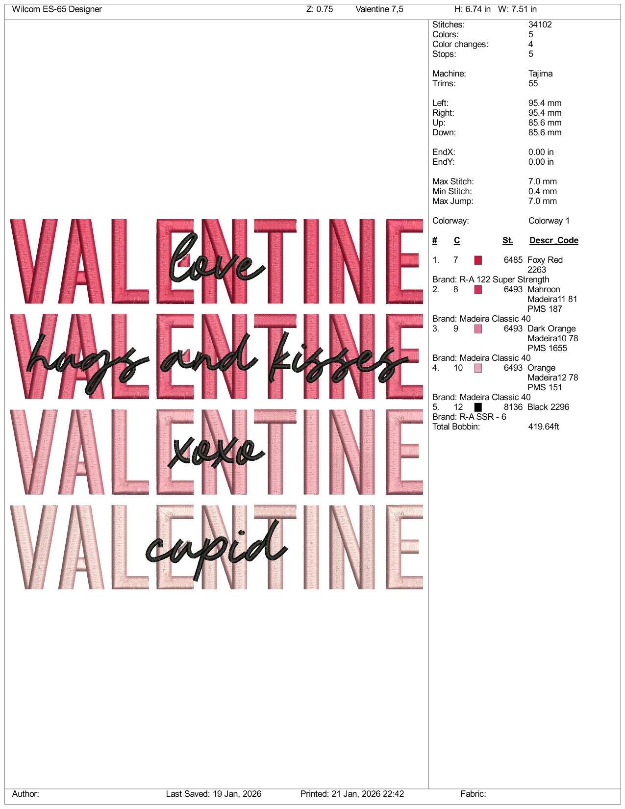 Valentine Cupid Embroidery Design Files - 3 Size's