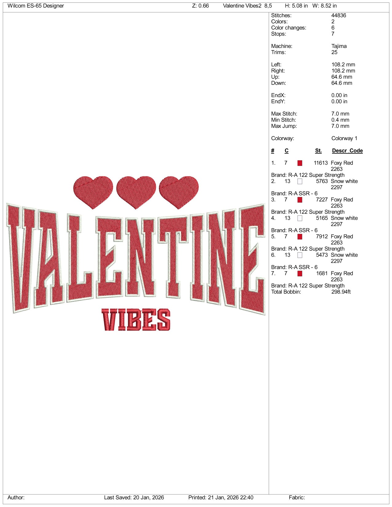 Valentine Vibes v3 Embroidery Design Files - 4 Size's