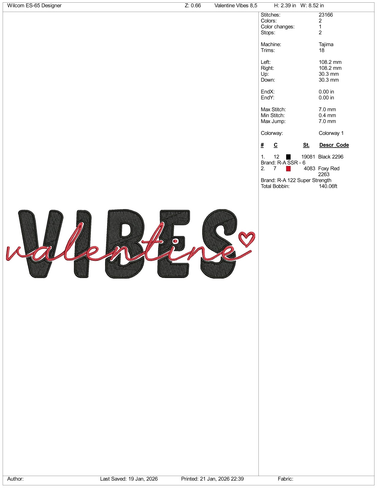 Valentine Vibes v2 Embroidery Design Files - 3 Size's