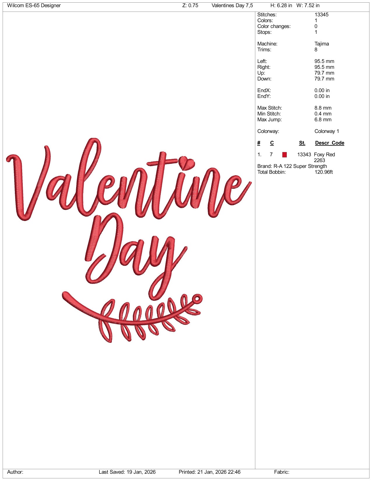 Valentine Day Embroidery Design Files - 4 Size's
