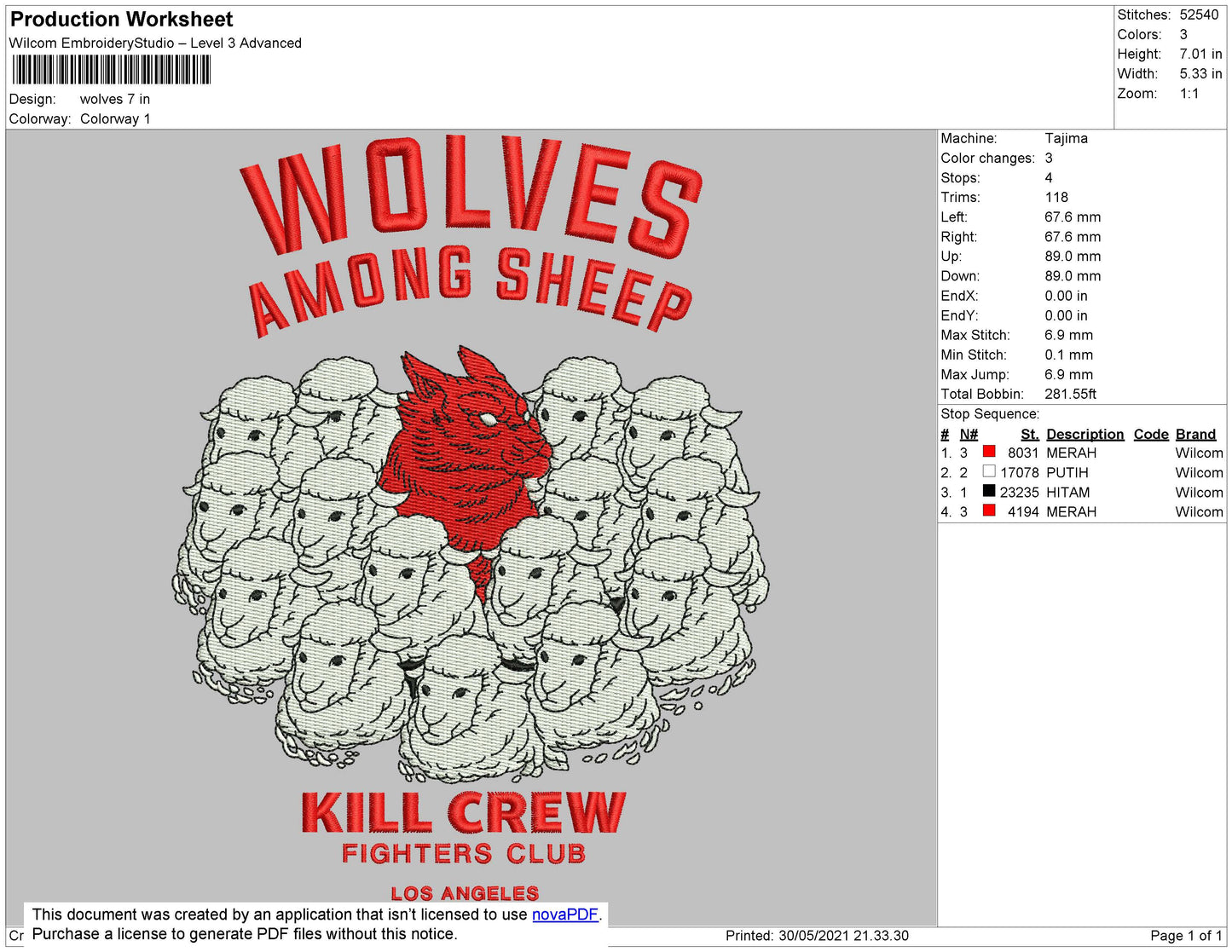 Wolves Among Sheep Embroidery Design Files - 3 Size's