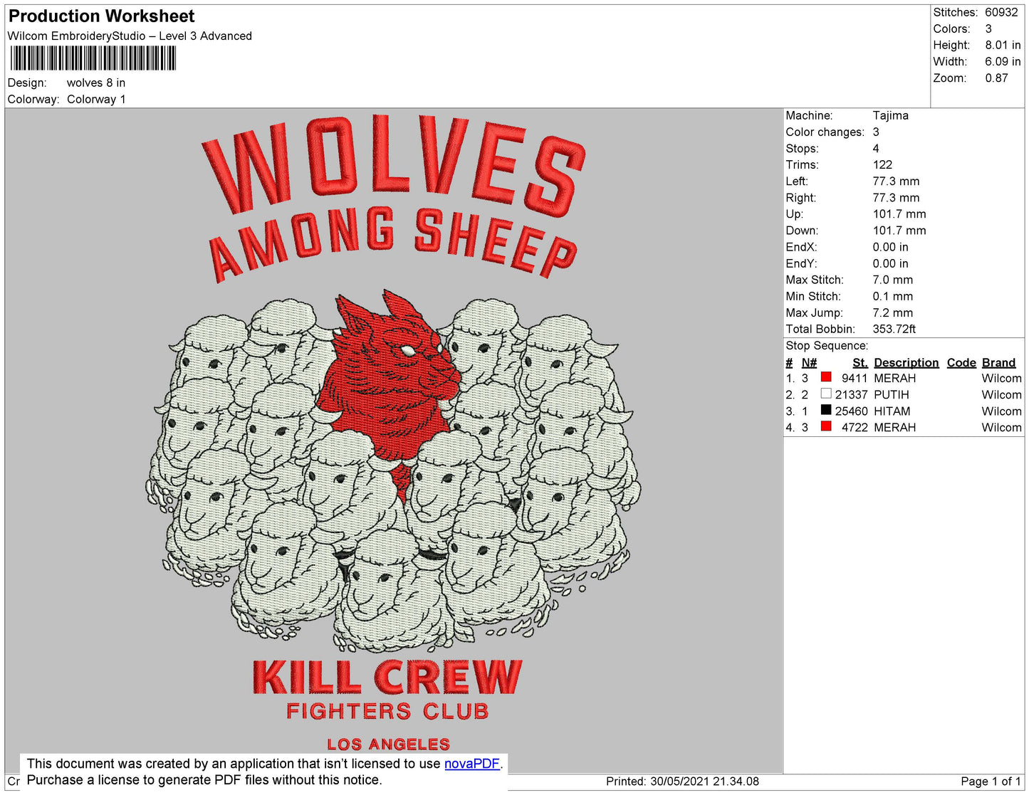Wolves Among Sheep Embroidery Design Files - 3 Size's