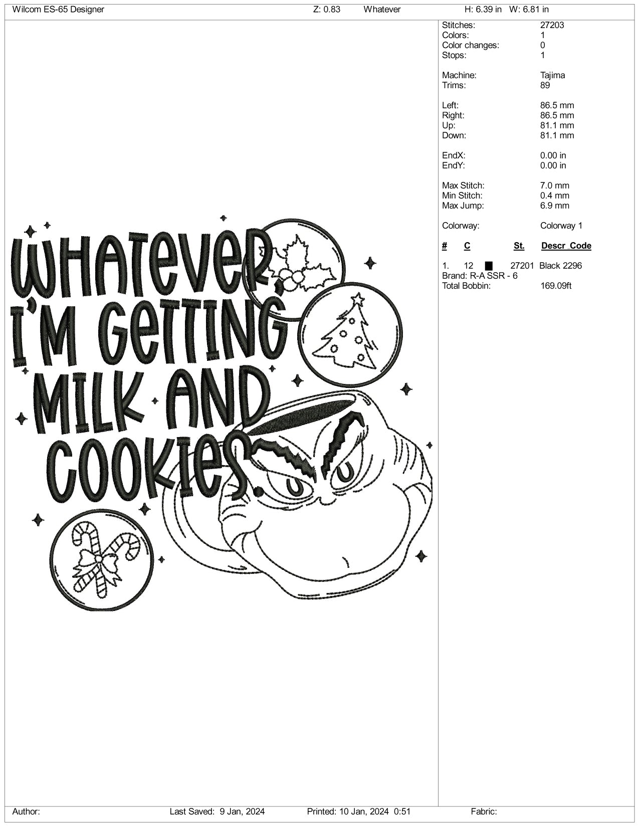 Archivos de diseño de bordado "Lo que sea que me traiga leche y galletas" - 3 tamaños