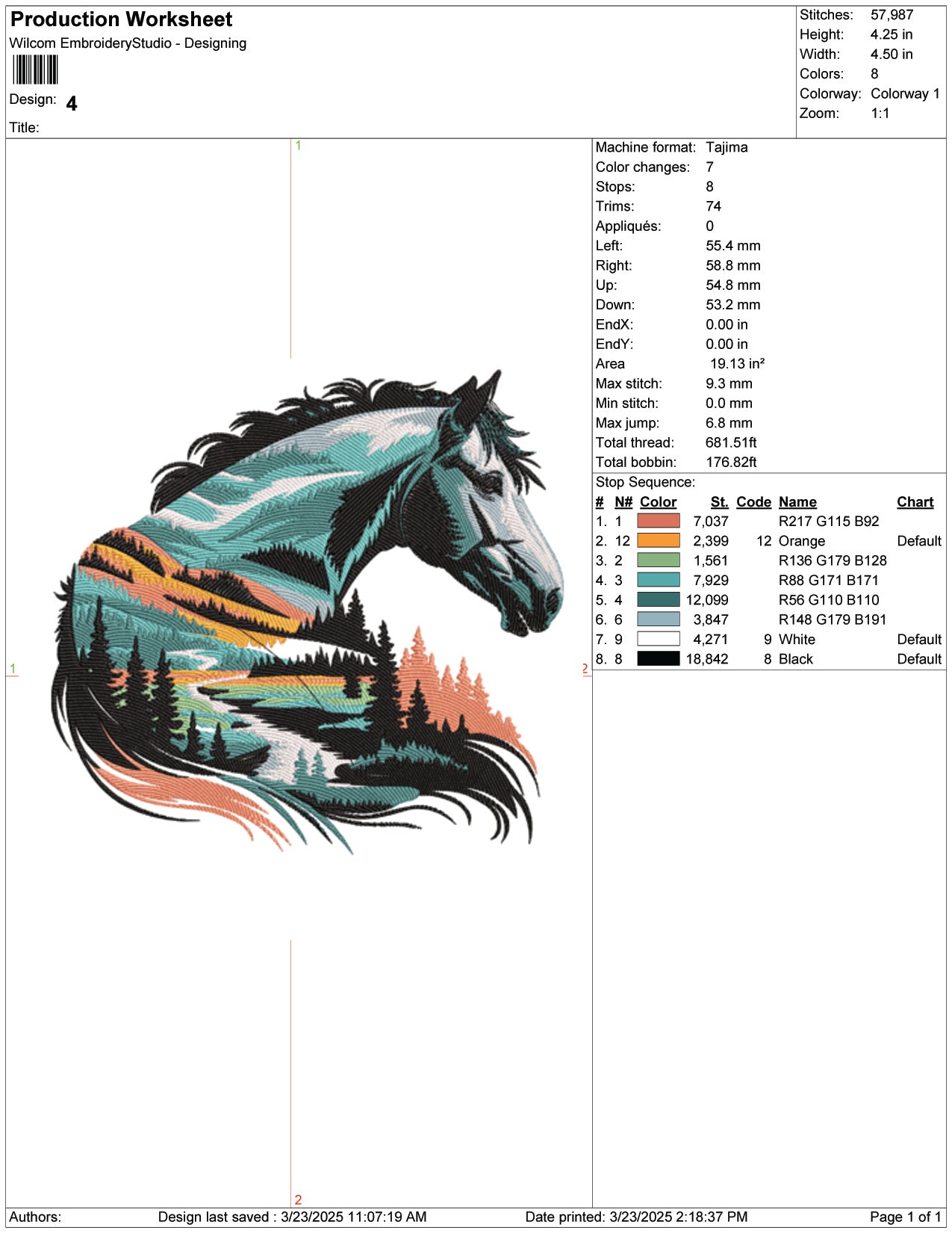 Wild Horse Embroidery Design Files - 9 Size's