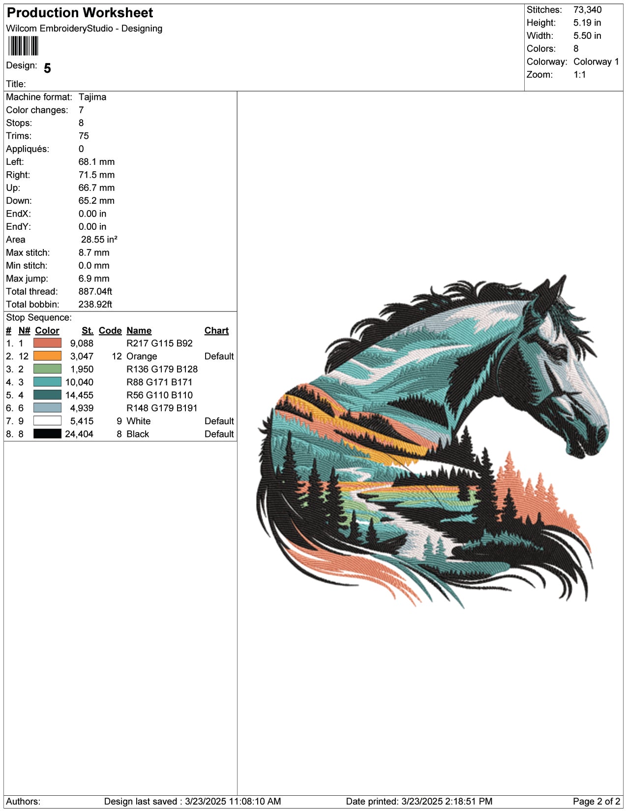 Wild Horse Embroidery Design Files - 9 Size's