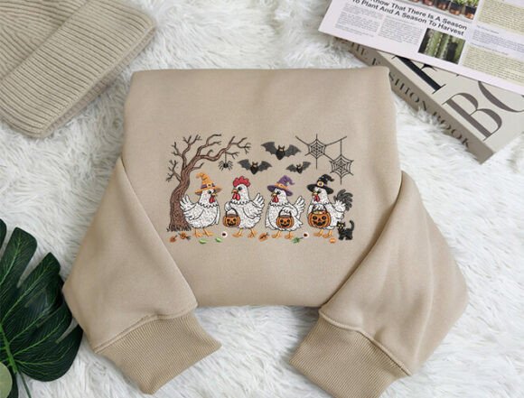 Witch Chicken Embroidery Design Files - 5 Size's